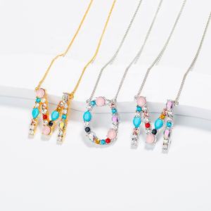<span class=keywords><strong>Collana</strong></span> arcobaleno della boemia gioielli colore zircone cristallo strass alfabeto lettera iniziale <span class=keywords><strong>collana</strong></span> <span class=keywords><strong>nome</strong></span> oro per mamma donna ragazze - Product Image 2