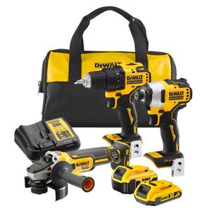 Ensemble d'outils sans fil DeWalt 3 pièces, batterie lithium-ion 20V Max, perceuse, visseuse à chocs, meuleuse - Product Image 1