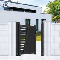 Portail latéral battant moderne en acier inoxydable et aluminium, grand treillis perforé, design perforé, pour entrée piétonne, idéal pour villa et jardin