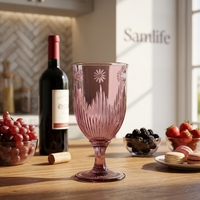 Verres à vin vintage en verre sodocalcique Samlife-RW24063, couleurs et logo personnalisés OEM