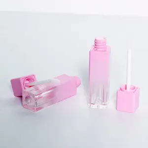 2021 оптовая продажа, новый контейнер для макияжа, квадратная туба для блеска для губ, розовая градиентная упаковка для блеска для губ