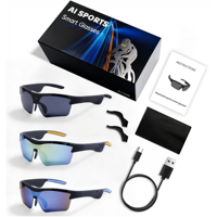 Lunettes audio intelligentes IA avec chargement Type-C 5.4, appels mains libres à oreille ouverte, protection UV, lunettes de soleil légères, OEM ODM intelligentes