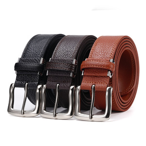 Cinturón de Cuero Genuino para <span class=keywords><strong>Hombre</strong></span>, Estilo Clásico Texturizado, Informal de Negocios, de <span class=keywords><strong>Piel</strong></span> de Vaca, con Hebilla de Una Sola Pieza, Ajustable a la Medida - Product Image 6