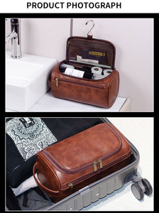 Pu Leather <strong>Toiletry</strong> <strong>Bag</strong> for <strong>Men</strong> Personalized Hanging <strong>Toiletry</strong> Travel Organizer Water Resistant Cosmetic <strong>Bag</strong> - Product Image 6
