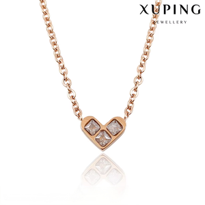 Collar-00216-venta al por mayor, joyería de moda, collar de corazón de diseño simple de diamantes de acero de color oro rosa - Product Image 1