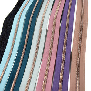 5# Colorful DIY Shoes Tailor Sewing Accessories Nylon <b>Zip</b> <b>Open</b>-<b>end</b> Auto Lock Coil Rose Gold Zipper - Product Image 3