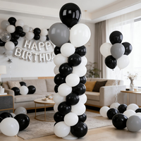 Kit d'arche de guirlande de ballons en latex noir, blanc et gris de 10 pouces pour la remise des diplômes, les anniversaires, les mariages, les baby showers, les décorations de fête