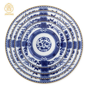 Nouveau Style Assiette Ensemble De Luxe Bleu Floral Dîner Ensemble Fine Bone China <span class=keywords><strong>Vaisselle</strong></span> De Mariage <span class=keywords><strong>Vaisselle</strong></span> pour Événement & Restauration & Location - Product Image 5