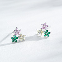 925 Sterling Silber Exquisite Blumen Ohr stecker Bunte Zirkonia für Jubiläen Partys Geschenke Modische Boutique