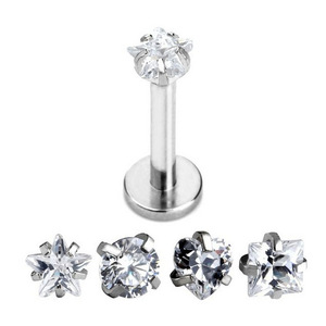 ต่างหูสแตนเลสสตีลประดับเพทายทรงดาว 316L สำหรับเจาะกระดูกอ่อน ใบหู ริมฝีปาก งานปาร์ตี้ เครื่องประดับแฟชั่น - Product Image 4