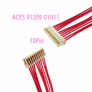 Hoogwaardige ACES 91209-01011 10-pins 1,0 mm pitch IDC dubbelzijdige rode kabelboom voor drones, op maat gemaakte lengte - Product Image 1