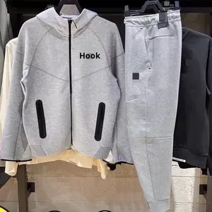 320g setelan olahraga kelas berat untuk pria jaket hoodie Solid Vintage celana panjang manset serbaguna kasual UNTUK musim semi musim gugur - Product Image 2