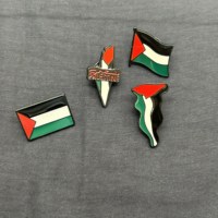 Drapeau national palestinien personnalisé en métal pour broches et badges, sérigraphié, finition antique, pour accessoires vestimentaires