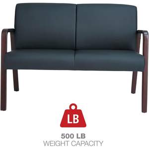 Sofá de Dos Plazas Alera Serie Reception Lounge, Madera, 44.88 Ancho x 26.13 Profundidad x 33 Alto, Negro/Mogoní, para Apartamento, Vestíbulo, Sala de Estar - Product Image 1