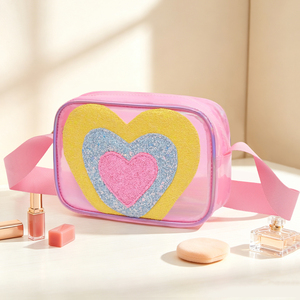 Borsa a Tracolla Estetica Y2K per Bambine, Borsetta Trasparente in PVC TPU con Glitter e Cuori per Bambine, Borsa da Principessa - Product Image 1