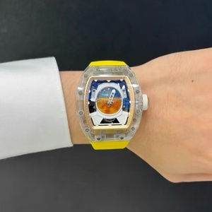 Custom 3D Astronaut Dial Citizen <b>Mechanical</b> <b>Watch</b> Blue Starry Sky Square Case Sapphire Crystal Aluminum Bright Silicone Strap - Product Image 4