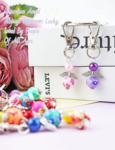 First Communion Birthstone Angel Keychain Bulk Guardian Angel Keyring Wedding Favor Baptism Baby Shower Blessing Gift - Product Image 5
