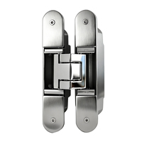 Bisagra oculta 3D de acero inoxidable satinado L160 W30mm para instalación sobre la superficie, para puertas cortafuegos EN1634 FR-132