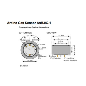 สวิส เมมเบรปอร์ เอเอสเอช3/ซี-1 เซ็นเซอร์ตรวจจับก๊าซอาร์เซนิค 0-1 ppm ระบบควบคุมความปลอดภัยด้วยไฟฟ้าเคมี - Product Image 2