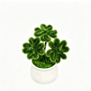 Plante en pot trèfle à quatre feuilles torsadée faite à la main, symbole d'amour éternel, décoration intérieure et cadeau pour occasions spéciales - Product Image 3