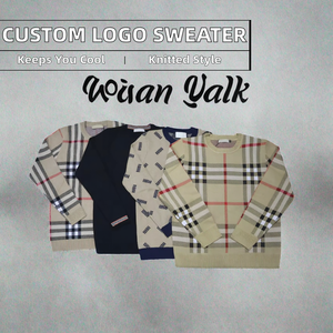 Pull à col rond à manches longues en nylon/coton respirant anti-rétrécissement pour homme, logo personnalisé OEM/ODM, jacquard, automne - Product Image 2