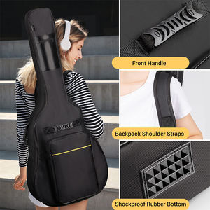 Sac de <span class=keywords><strong>guitare</strong></span> acoustique noir personnalisé de 41 pouces Rembourrage épais Housse de <span class=keywords><strong>guitare</strong></span> étanche avec boucle de suspension arrière - Product Image 3
