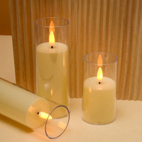 Bougie LED sans flamme en acrylique, lumière blanche chaude, alimentée par piles, pour mariage, fête, décoration de chambre, Noël
