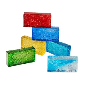 Factory Direct Sales Solid Multicolour Color Hot Melt Crystal Brick Partition Wall Transparent Square Glass Block