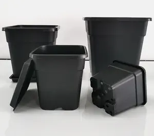 Wholesale large size square black open thick quality plastic garden gardening large flower plants