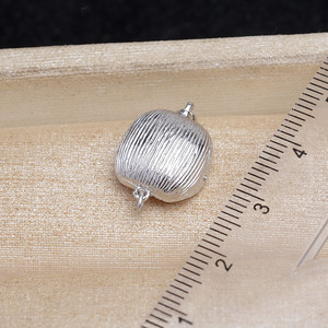 Collier d'accessoires en perles de 12 mm avec boucle carrée, argent 925, finitions et composants de bijoux carrés brossés - 5744 - Product Image 3