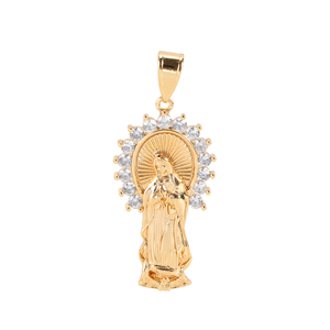 <span class=keywords><strong>Virgen</strong></span> <span class=keywords><strong>de</strong></span> <span class=keywords><strong>guadalupe</strong></span> mujer religiosa colgante católica 14k chapado en oro <span class=keywords><strong>de</strong></span> la joyería - Product Image 1
