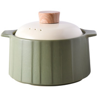Casserole à double oreilles résistante aux hautes températures sans revêtement Pot à soupe en céramique multi-capacité avec couvercle pour cuisinière à gaz