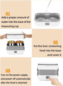 Multi Functional 2L Heatable BPA Free 304 Stainless Steel Electric Heating Thermal Thermos Dual Tier Portable <b>Lunch</b> Box - Product Image 3