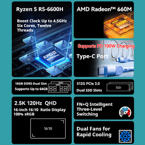 แล็ปท็อปรุ่นใหม่ล่าสุด Firebat U6B คุณภาพสูง ขนาด 16 นิ้ว Ryzen5 พร้อม Hexa Core 12 เธรด ระบบปฏิบัติการ 11 สำหรับใช้งานที่บ้าน - Product Image 4