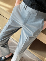 Nouveau pantalon décontracté ample à neuf points pour hommes couleur unie micro-élastique respirant grande taille pantalon de costume droit