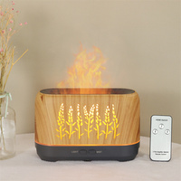 Humidificateur ultrasonique électrique pour la maison et l'hôtel, nébuliseur, diffuseur d'arômes à effet de flamme 3D en grain de bois, télécommande