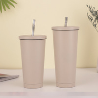 Gobelet de voiture en acier inoxydable grande capacité 750 ml pour couple été paille glace avec impression dégradée
