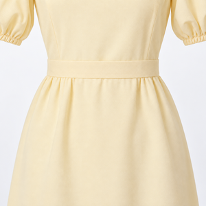 Women Summer Casual <b>Dress</b> Puff <b>Sleeve</b> Square Neck Waist Definition <b>Midi</b> A Line - Product Image 5