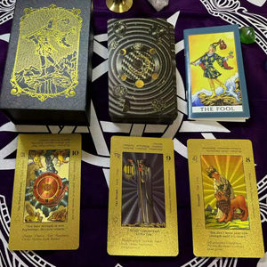 金箔タロットカードカスタマイズ印刷カラフルなプラスチック12 * 7cm PVCプラスチック,防水 - Product Image 1