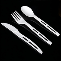 Couverts jetables compostables CPLA robustes de 7 pouces, résistants à la chaleur, ensemble fourchette, couteau, cuillère pour fêtes, plats à emporter et traiteur