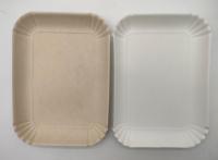 Plateau en bagasse sans PFAS 7,3x5,3, compostable, sans revêtement, alternative aux assiettes en papier enduites pour desserts, gâteaux et pâtisseries