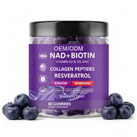Compléments alimentaires OEM/ODM NAD+ Resvératrol Berbérine Biotine Gommes Collagène Kératine Zinc Vitamine K2 D3 NAD pour Cheveux Ongles Adultes