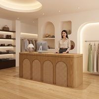 Mostrador de Recepción de Madera Sólida Moderno y Personalizado de Alta Calidad, Mesa de Caja Comercial Rectangular con Almacenamiento, Tamaño y Logotipo Personalizables