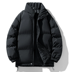 เสื้อแจ็คเก็ตพัฟฟ์แฟชั่นดีไซน์ฤดูหนาวทรงโอเวอร์ไซส์สไตล์เรโทร  ผ้าไนลอน ซิป  บุขนเป็ดสำหรับผู้ชาย - Product Image 3