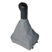 Palanca de cambios de 5 velocidades, tapa negra, perilla de cambio de marchas, cubierta de cuero antipolvo gris, manija de palanca de cambios de coche para VW Polo 9N2 / 9N3