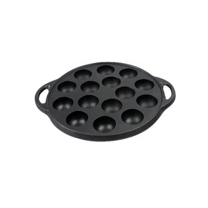 Antica teglia per muffin in ghisa 15 tazze Mini padella per Pancake in ghisa 15 tazze rotonda Poffertjes Mini padella per Pancake in ghisa olandese - Product Image 6