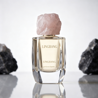 Flacon de parfum en verre carré de 50 ml, design luxueux et personnalisé, avec bouchon en pierre et boîte d'emballage personnalisée