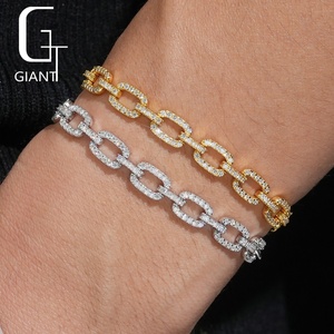 USA Stock New Fashion 6.9mm Hip Hop 925 <strong>Solid</strong> <strong>Silver</strong> Jewelry VVS D Iced Out Moissanite Infinity France <strong>Bracelet</strong> Men - Product Image 3