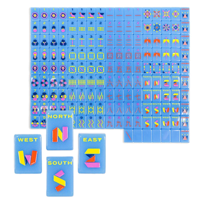 Azulejos de Mahjong Szie grandes personalizados de fábrica a <span class=keywords><strong>la</strong></span> venta OEM estampado a mano y grabado acrílico azul juego de Mahjong americano - Product Image 1
