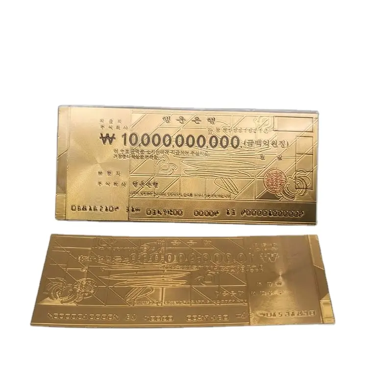 ベストセラー韓国防水金箔紙幣片面金箔ギフトコレクション。
